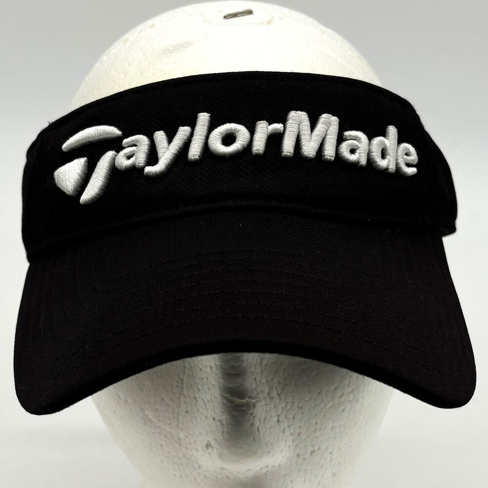 Taylormade Golf Sun Visor Mens OSFA Black Golfing White Lettering Hat Adjustable